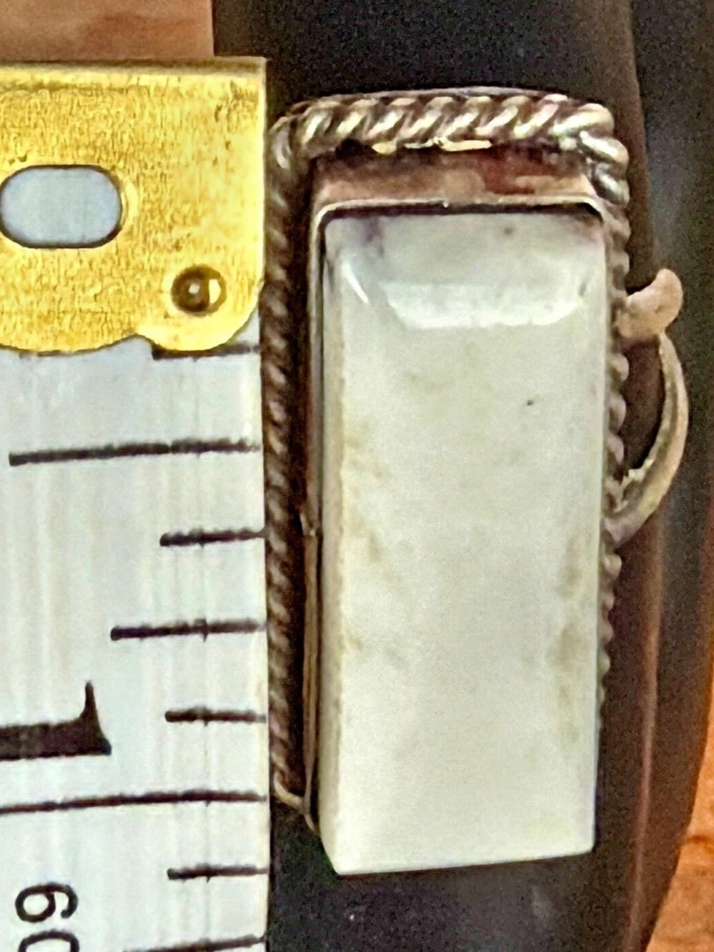 White Buffalo Rectangular Stone Statement Ring - Picture 5 of 6